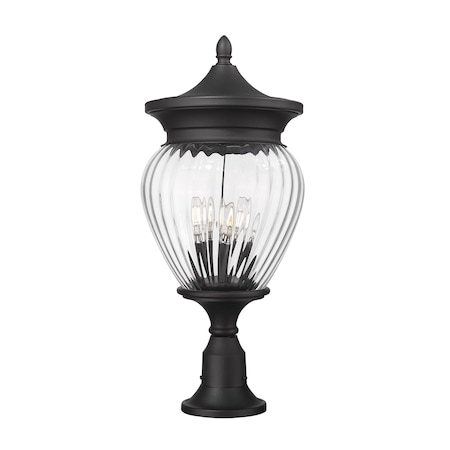 Z-Lite Davina 4 Light Outdoor Pier Mounted Fixture, 12in. W x 27.25in. H, Black 5016PHBR-553PM-BK